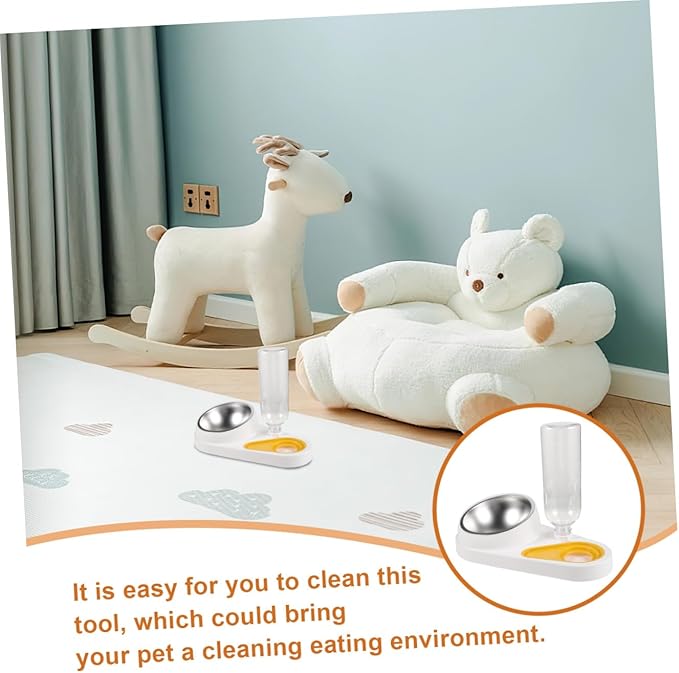 KESYOO Automatic Pet Feeder and Water Bowl 2-in-1 Food and Water Dispenser White Spill-Proof Dog Bowl for Cats and Dogs Cage Feeder Suitable for Pets