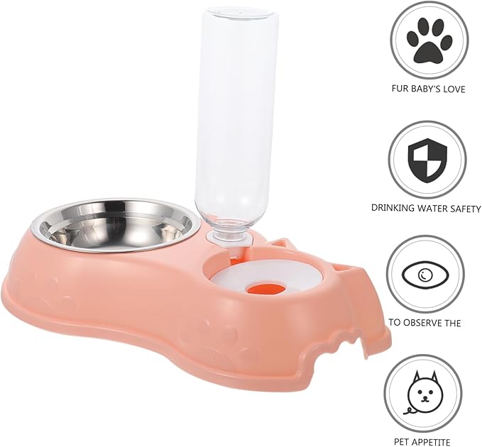 BESPORTBLE 1set Automatic Pet Feeder and Water Dispenser Dual Bowl and Cats Removable Transparent Bottle Use