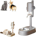Pet Cat Dog Water Dispenser, 2026 New Pet Standing No Drip Easy Clean Automatic Feeders with Stand, 2 in 1 500ml Multifunctional Detachable Height for Dogs Cats (Gray)