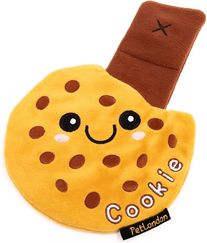 Pet London Nosework Cookie Dog Toy-Hide & Seek for treats, snuffle and encourage foraging for dogs, plush soft toy with crinkle sound