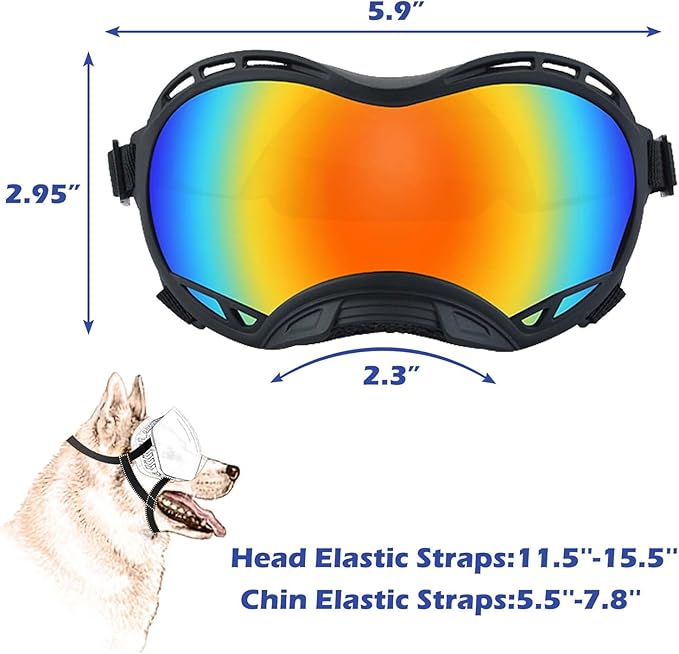Dog Sunglasses,Doggles Anti-UV Protection,Pet Sunglasses with Adjustable Strap,Suitable for Motorcycle Car Driving Bike Riding Hiking Swimming Wind Dust Fog Dog Eye Protection