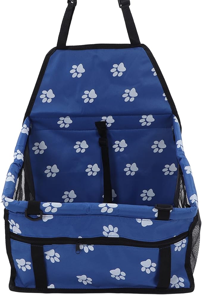 Alomejor Pet Car Seat Breathable Slip Proof Safety Leash Design Dog Car Basket for Puppy Cat (Blue)