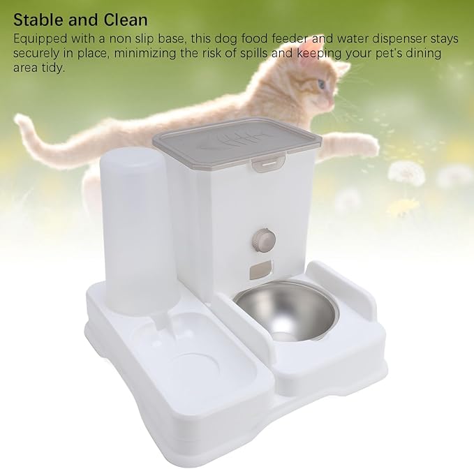 Pet Food Water Dispenser, Automatic Double Bowl Cat Dog Food Feeder Waterer Set for Large Small Dog Cat Puppy Kitten