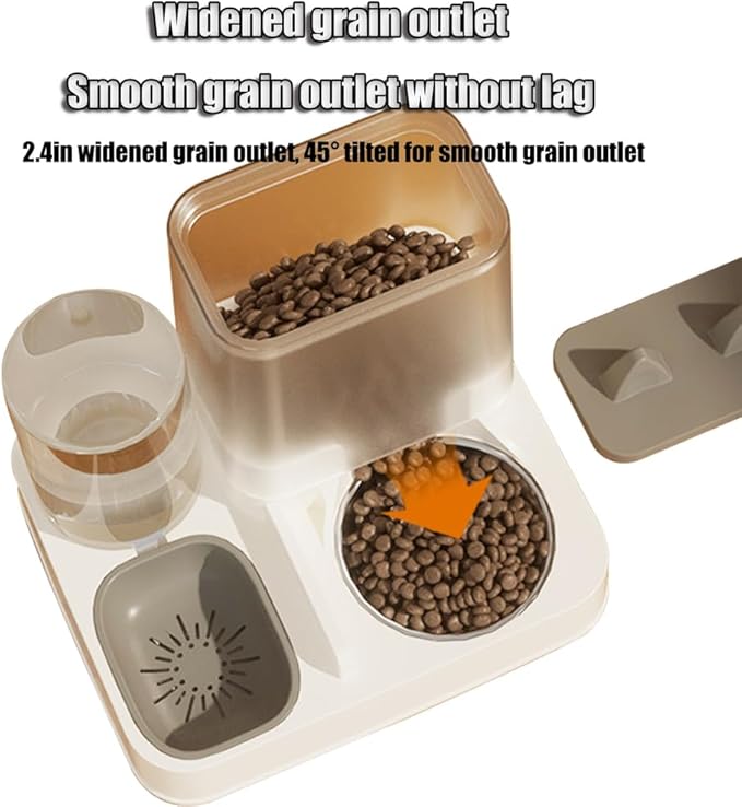 Automatic Pet Feeder for Cats and Small Dogs - 2-in-1 Food and Water Dispenser with Stainless Steel Bowl, 2.2L Dry Food Container and 1L Water Tank, Programmable Puppy/Kitten Feeding Size