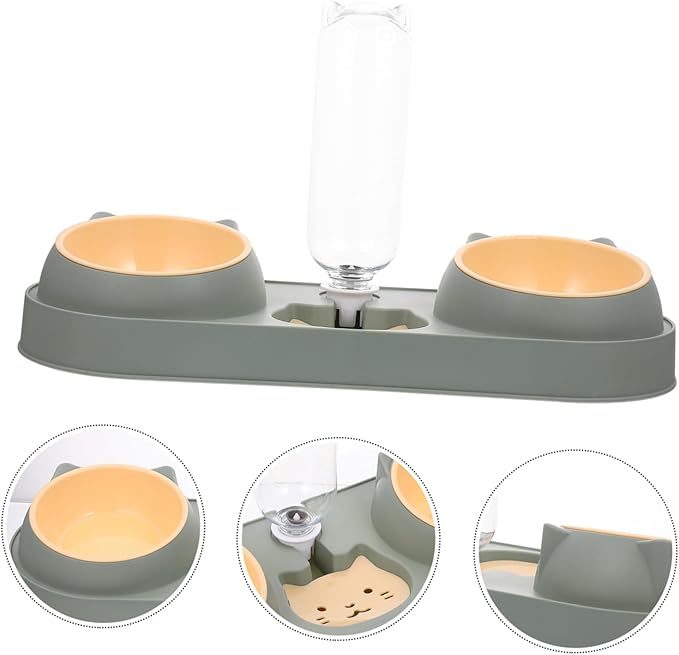 POPETPOP Material Dog Automatic Feeder No Spill Water Bowl Pet Food Dispenser Cat Eating Bowl Random Style