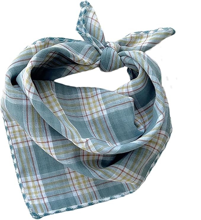 Double Layers Two Tones Dog Cotton Square Bandana Bibs Scarf Kerchief for Small Medium Dogs Boy or Girl - DCB12 G&W