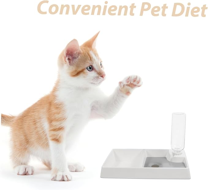 Cat and Dog Bowl Automatic Water Feeder No-Spill Design Dual Pet Feeding and Drinking Dispenser