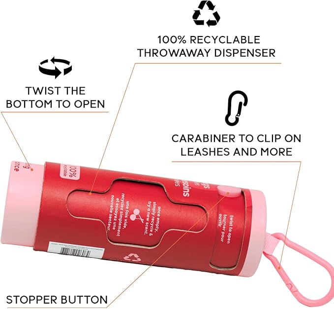 GOO-EEZ Disposable Pet Waste Bag Dispenser 3-Pack (135 ct), Pre-Loaded with 65% Recycled Dog Poop Bags with Easy-Tie Handles, No Refills Needed Twist-and-Pull Design - Fresh Collection