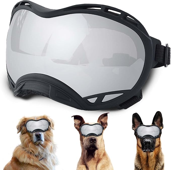 Dog Sunglasses,Doggles Anti-UV Protection,Pet Sunglasses with Adjustable Strap,Suitable for Motorcycle Car Driving Bike Riding Hiking Swimming Wind Dust Fog Dog Eye Protection