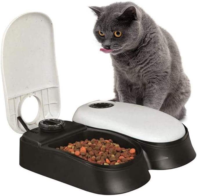 Automatic Cat Feeder, Food Dispenser for Cats and Dogs with Timer Programmable,Smartfeeder,Wet and Dry Food Auto Dispenser,1-2 Meals,Battery Operated, Keep Food Fresh