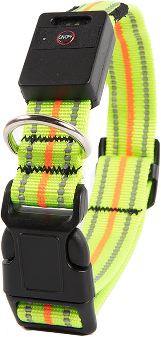 Dog Collar Light USB Rechargeable with Reflective Strips, Waterproof Adjustable Dog Collar Lights Up for Night Walking, Bright Light Collar for Dog