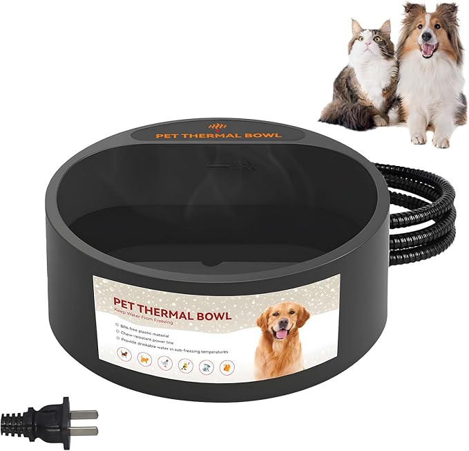 Automatic Heat Retaining Pet Feeders for Indoor Outdoor Use Nonslip Base Light Weight Dish Cold Climates Heated Pet Bowl for Cold Climates