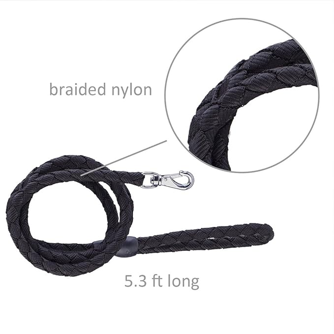 Durable Nylon Braided Dog Leash Dog Harness Dog Collar No Pulling Adjustable Harness Soft Padded Collar for Small Dog/Puppy/Cat