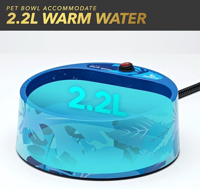 Heated Pet Water Bowl, Outdoor Thermal Dog Cat Bowl with 69 Inch Chew Resistant Cord and Waterproof ON/Off Switch