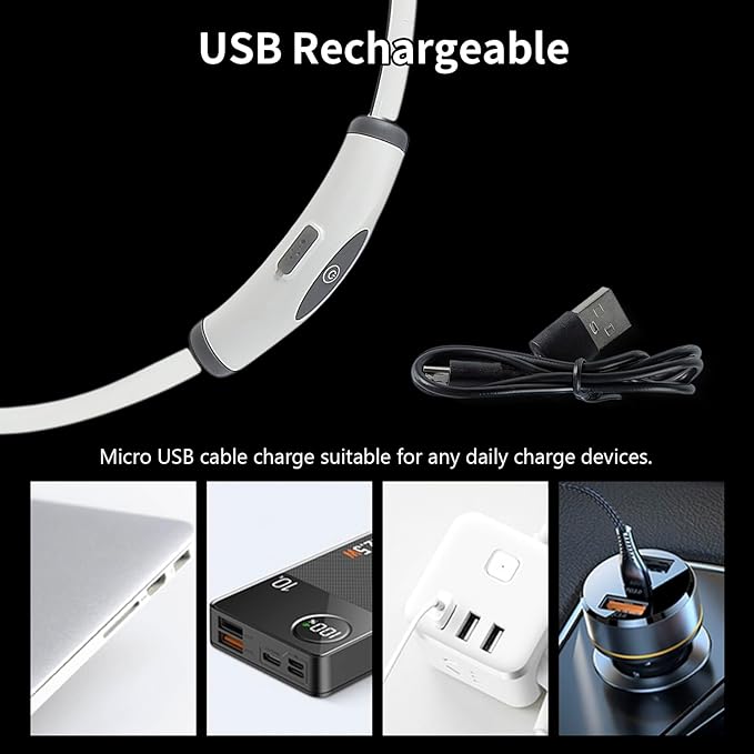 LED Dog Collar 7 Colors in 1, USB Rechargeable Waterproof Light Up Collar, 3 Flashing Mode for Night Walking Safety, TPU cuttable (70cm)