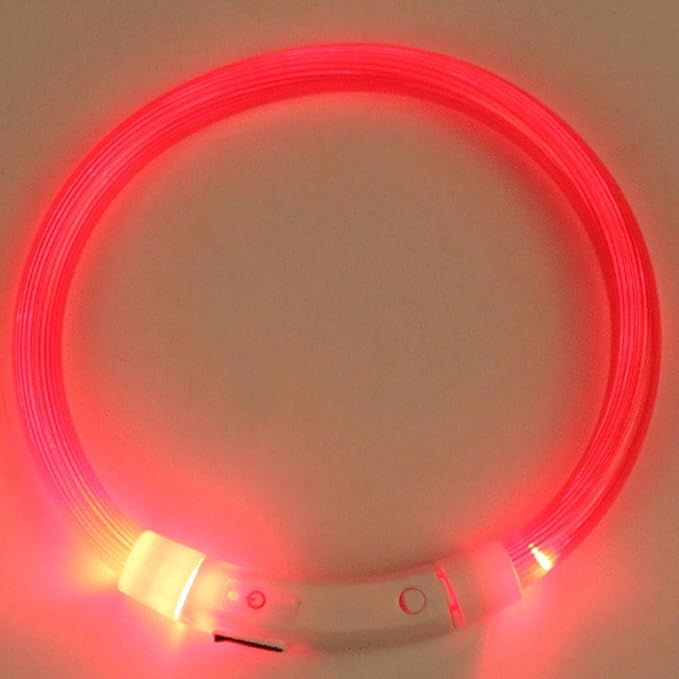 Rechargeable LED Night Flashing Luminous USB Charging Pet Dog Puppy Neck Collar Yellow 50cm