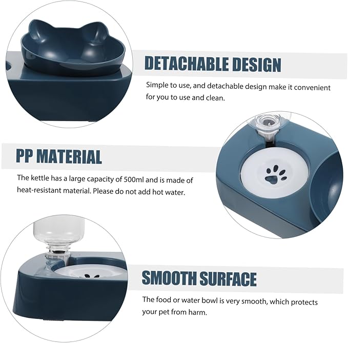 1Set Automatic Pet Feeder with Non Spill Design Cat Dog Food and Water Bowl Detachable Transparent Bottle for Easy Cleaning for Cats Dogs and Rabbits