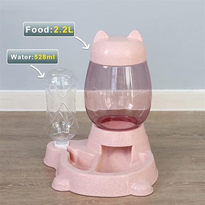 Massage cushion 2.2L Pet Water Dispenser Cat Automatic Feeder Plastic Dog Water Bottle Food Water Pet Feeding Bowl Drinking Feeder Device (Color : Grey1) (Pink)