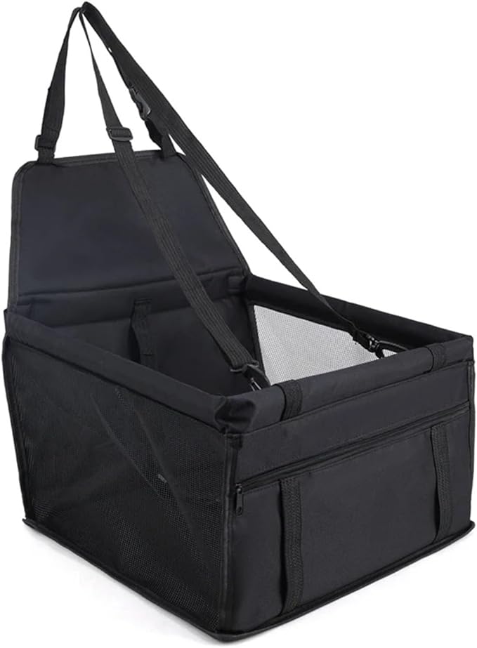 Dog Car Seat Cushion Hanging Bag Travel for Small to Medium Cage Accessories(Black)