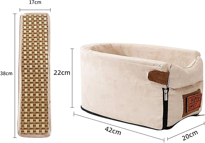 Pet Car Booster Seat Carrier Carry Cage Carrying Dog Car Seat Oval Beige