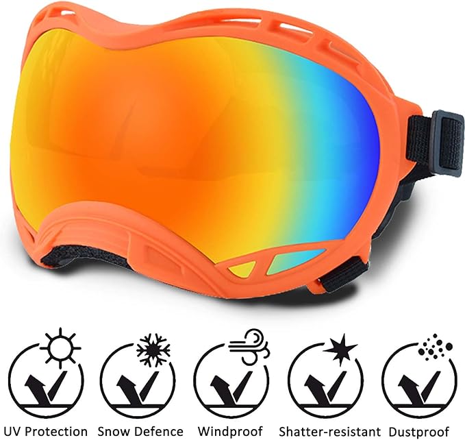 Dog Sunglasses,Doggles Anti-UV Protection,Pet Sunglasses with Adjustable Strap,Suitable for Motorcycle Car Driving Bike Riding Hiking Swimming Wind Dust Fog Dog Eye Protection