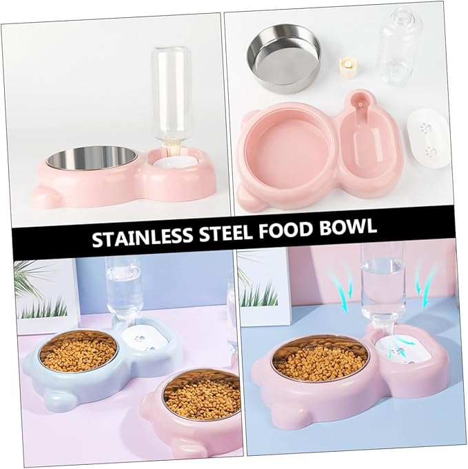 HANABASS Pet Feeder Bowl Stainless Steel Dual Bowl for Cats and Dogs Easy to Clean Automatic Water Dispenser Dust and Fur Resistant Design Pet Supplies