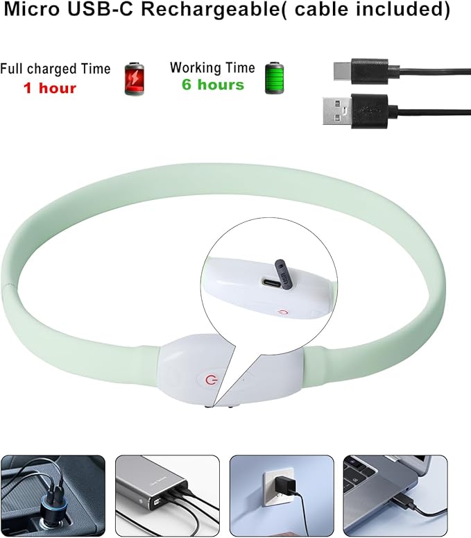 Led Dog Collar,9 Colors Light Up Dogs Collar USB Rechargeable Pet Safety Necklace,Brightest Adjustable Size Dog Collar Lights,High Visibility Glow in The Dark for Night Walking Small Medium Large Dogs