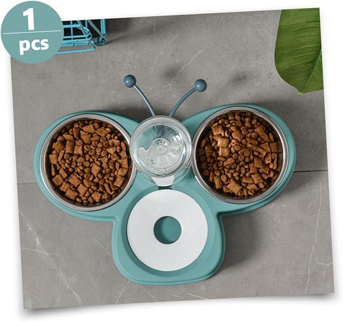 Automatic Dual Bowl Pet Feeder and Water Dispenser Convenient Kitten and Puppy Feeding with Stainless Steel Bowls Easy to Clean and Use for Cats and Dogs