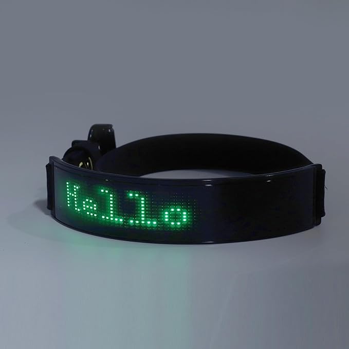 LED Pet Collar, DIY Display Screen Light Up Collar USB Rechargeable Safety Night Collar in The Dark Pet Necklace for Night Walking (Green Light)