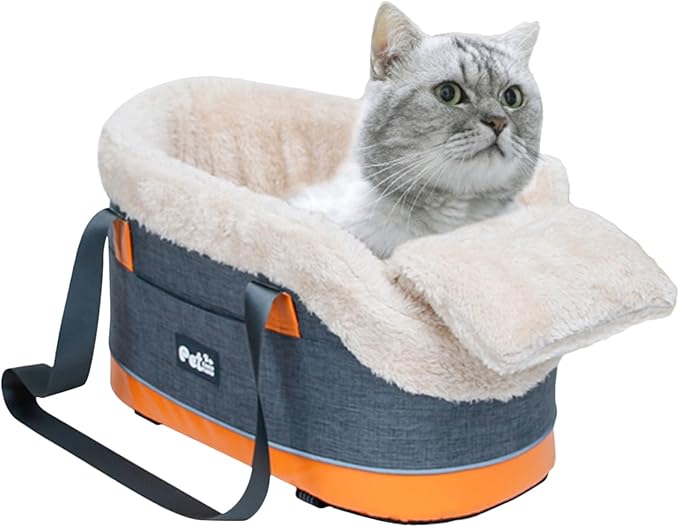 Pet Travel Console Carrier - Console Dog Car Seat with Strap Design, Small Cat Dog Storage Bag | Vehicle Center Safety Pocket Seat for Puppies, Portable Carrier for Road Trips, Rides, or Vet Visits