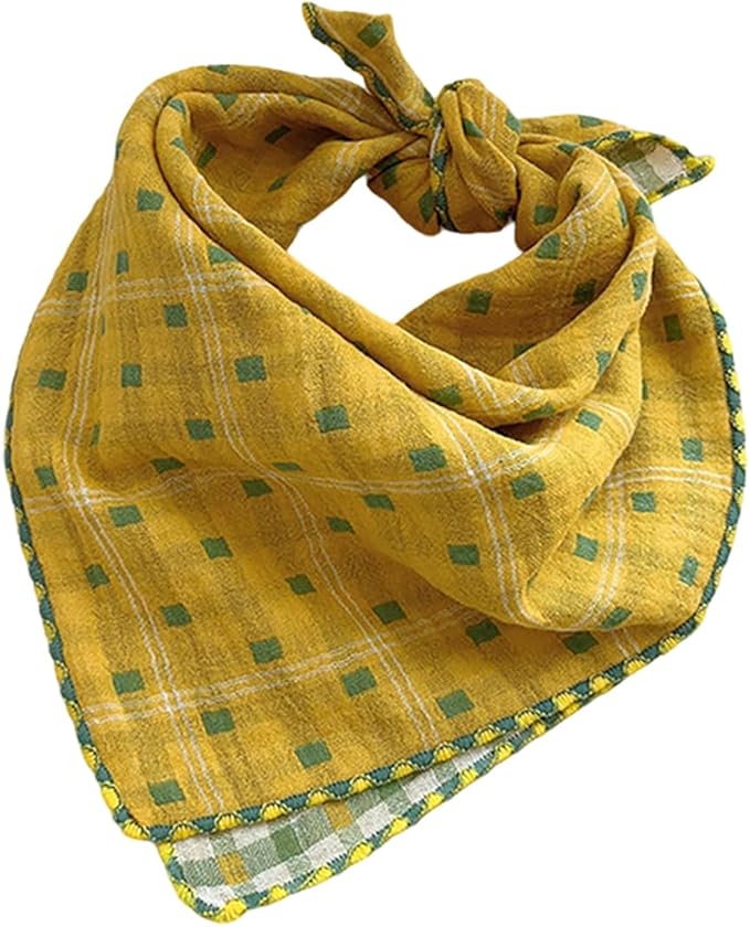 Double Layers Two Tones Dog Cotton Square Bandana Bibs Scarf Kerchief for Small Medium Dogs Boy or Girl - DCB02 Y&G