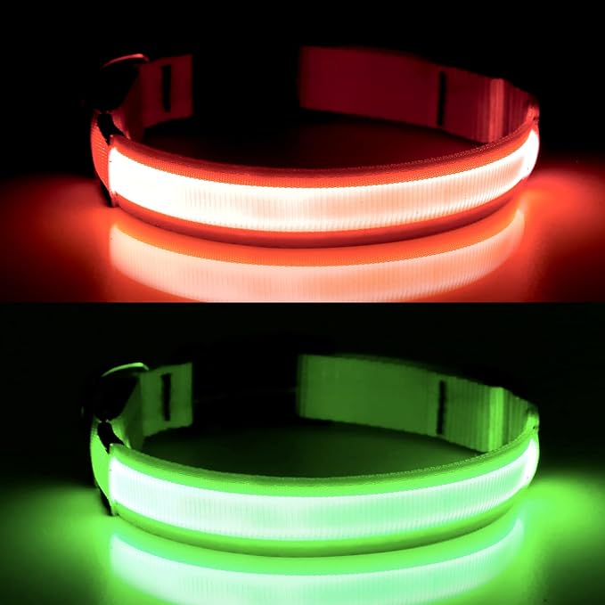 YFbrite Ultra Light Adjustable LED Dog Collar, Light up Dog Collars Rechargeable Glowing in The Dark Collars Visiblity & Safety for Small, Medium, Large Dogs (Red, Small)