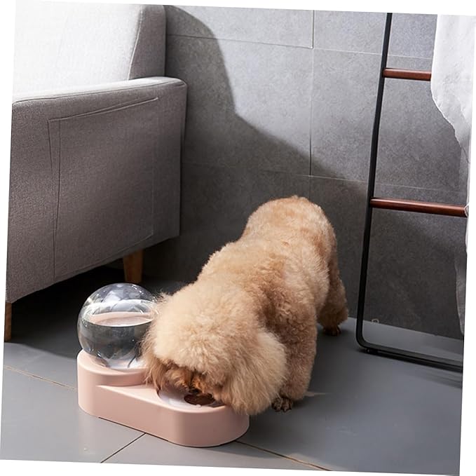 SUPVOX Creative Automatic Pet Water Feeder with Double Bowl Design Practical Pet Water Dispenser for Cats and Dogs Pink Color Non-Spill Design for Home
