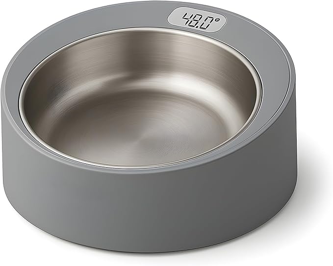 BowlScale Stainless Steel Digital Pet Feeding Bowl with Built-in Food Scale, Removable Stainless Steel Dish, Portion Guide, and Non-Slip Base for Dogs and Cats