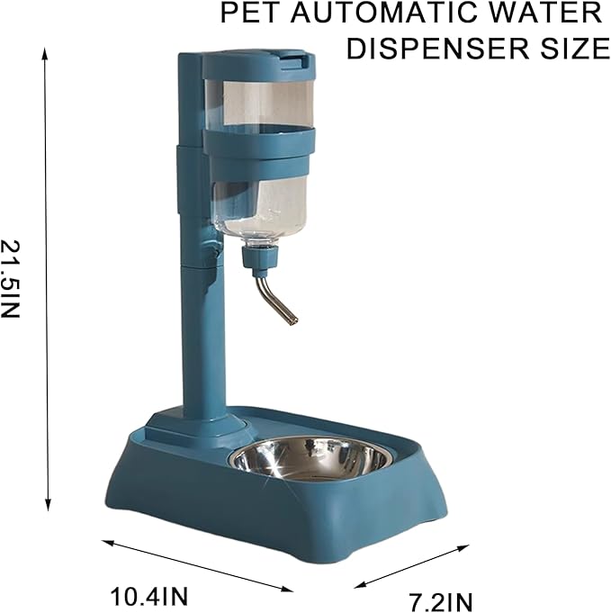 Pet Automatic Water Feeder, 770ml Adjustable Height Stainless Steel Pet Water Dispenser, Feeding Water and Feeding Dual-Purpose, Suitable for cat and Dog Families, Indoor &Outdoor (Lake Blue)