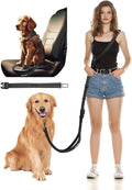 Hands Free Dog Leash, Pet Car Seatbelt, 2-in-1 Multifunctional Crossbody Dog Leash, 5.9-9.2Ft Waist Belt with Double-Sided Reflective for Walking, Hiking, Travel etc.(Black)