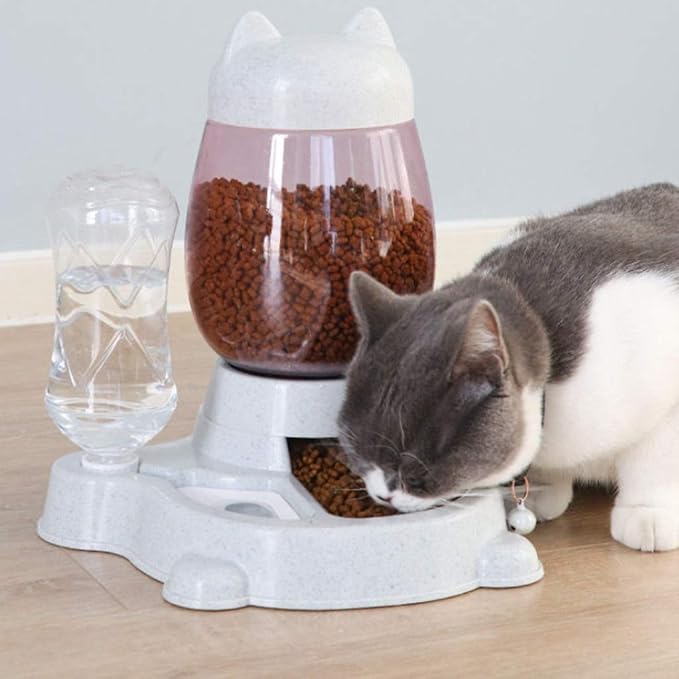 Pet Feeder, Automatic Water Dispenser Pet Waterer, NonWet Mouth and Antioverturning Pet Bowl