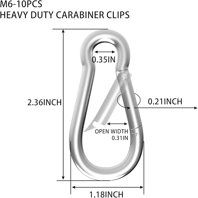 Carabiners Clip Spring Snap Hook,Heavy Duty Galvanized Steel Carabiner,Safety Quick Links Snap Hooks,Spring Clips for Swing Hammock Camping Keychain Outdoor