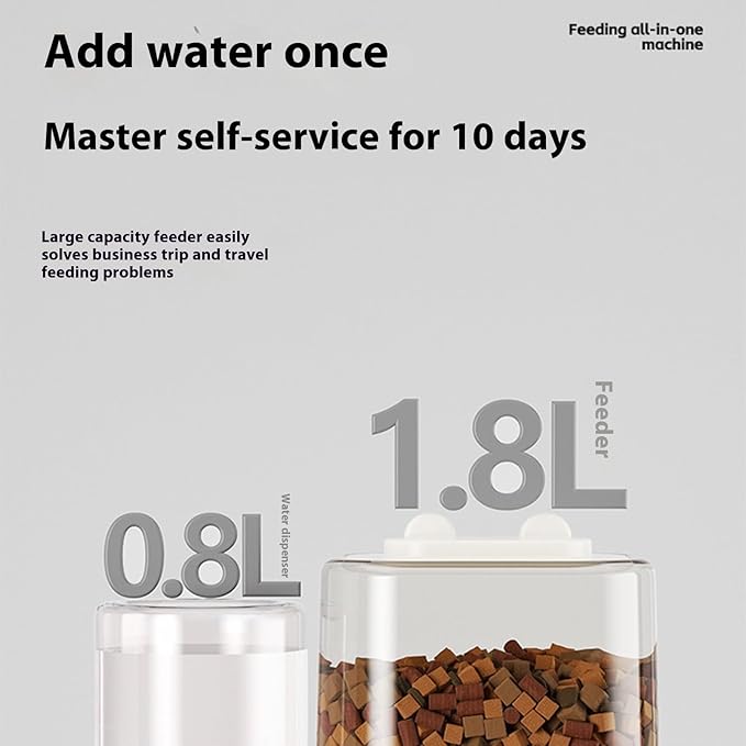 Elevated Feeder Automatic Water Supply Detachable Metal Bowl Slip Base for Pet Automatic Pet Feeders and Water Fountain Combo