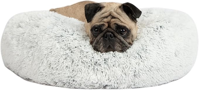 Best Pet Supplies Dog House Bed Crate Mat Tent Indoor Round Soft Plush for Small, Medium, and Large Breeds - Light Warm Gray, 24 x 24 x 7