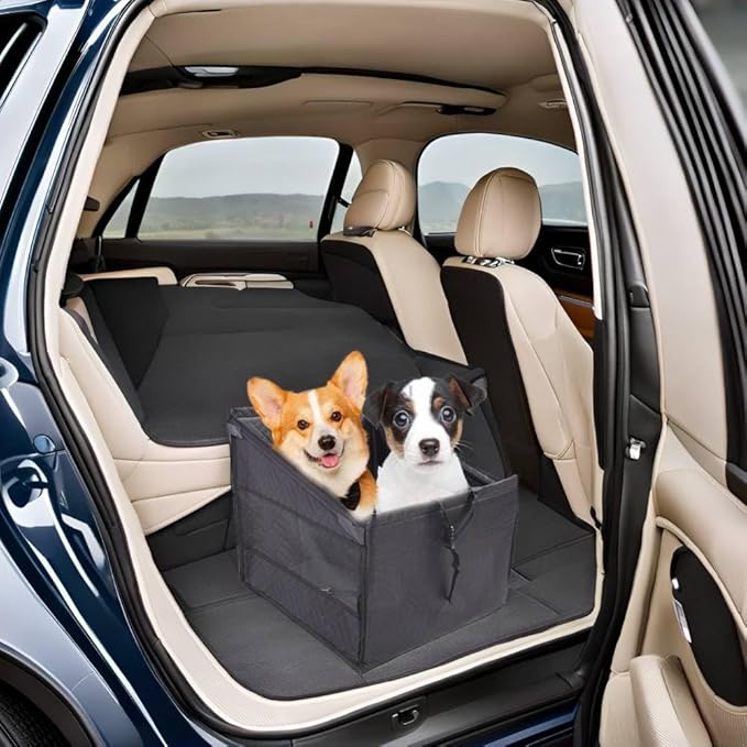 Dog Car Seat Breathable Mesh Oxford Fabric Easy Install Safe Travel for Small Medium Dogs Black