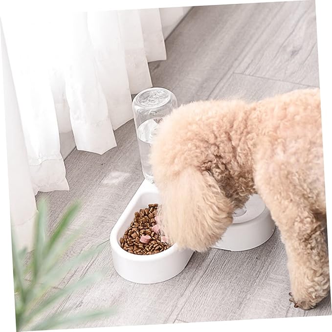 VANZACK Pet Feeder Automatic Water Bowl Double Cat Dog Bowl Heart Shape Non-Slip Easy to Clean Plastic