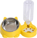 Dog Bowl with Automatic Water Bottle Practical Pets Water and Food Bowl Set for Small Medium Dogs Puppy- Yellow