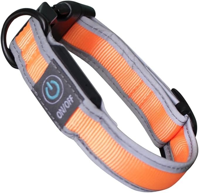 YARNOW 1pc Rechargeable Led Dog Collar Nylon Lighted Pet Necklace for Night Safety USB Charging Glow Dark Fluorescent