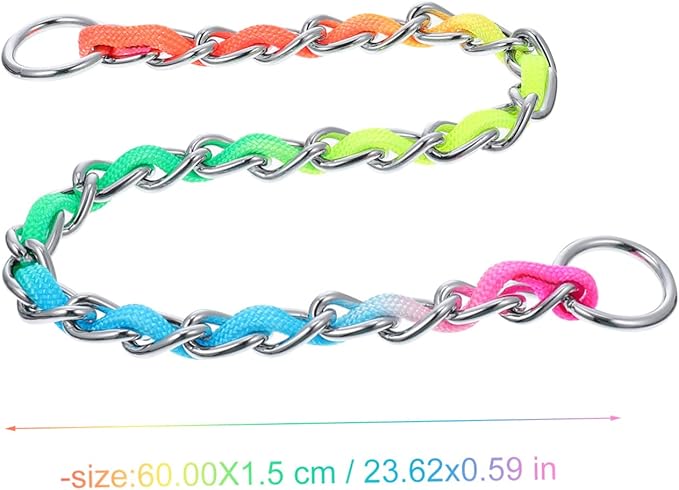 SUPVOX Rainbow Colored Dog Pulling Rope Collar Lightweight Durable Nylon Training Chain for Dogs Comfortable Fit Easy to Install for Outdoor Activities
