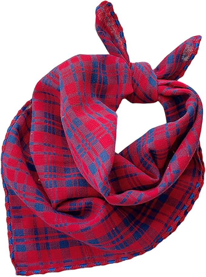 Double Layers Two Tones Dog Cotton Square Bandana Bibs Scarf Kerchief for Small Medium Dogs Boy or Girl - DCB18 R&B