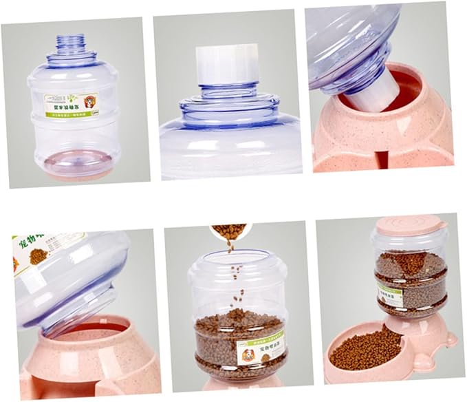 1 PC Adorable Bear Shaped Pet Feeder Refillable Food Dispenser and Holder for Capacity Automatic Food Bowl Easy to Design for Home and Shop Pink