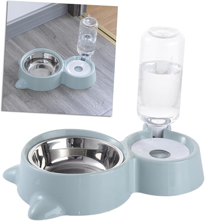 Pet Dual Water Food Feeder Bowl for Cats and Dogs Unique Design Non-tip Smooth Convenient Feeding Automatic Dispenser for Indoor Use