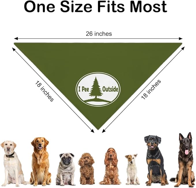I Pee Outside Green Dog Bandana, Humor Pet Scarf Photo Prop for Outdoor Adventure Hiking Camping Mountain, Funny Spring Summer Pet Bandana Accessory, Christmas Birthday Gifts for Dog Lover