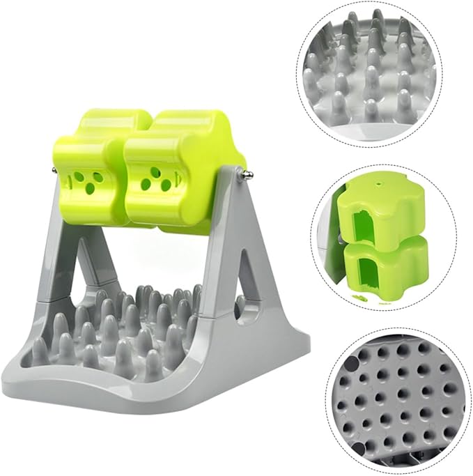 BESPORTBLE Automatic -Choking Dog Food Feeder Rotating Design Puppy Feeding Bowl with -Grade Material for Stress Mealtime Gray Green